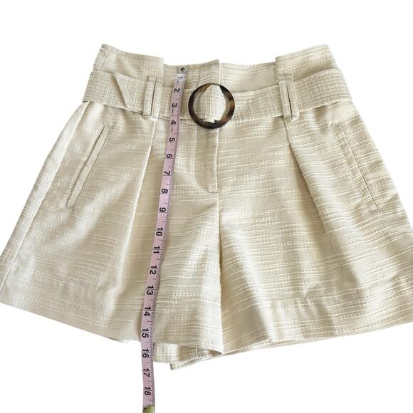 Sezane New Rome Ecru Cream High Waisted Pleated Belted Shorts Women’s Size 4 - Picture 5 of 8